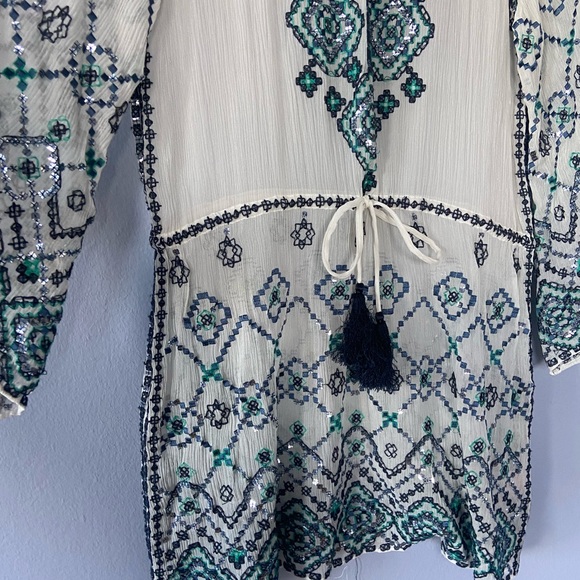 Calypso St. Barth Velsia Silk Beaded Sheer Tunic Top Swimsuit Coverup Size Small - Picture 5 of 10